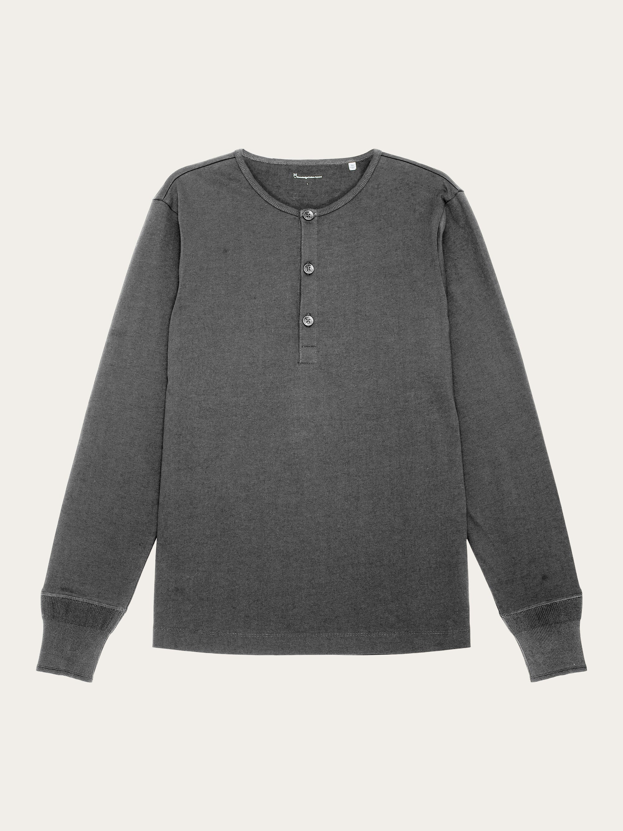 Heavy jersey henley shirt - Dark Grey Melange