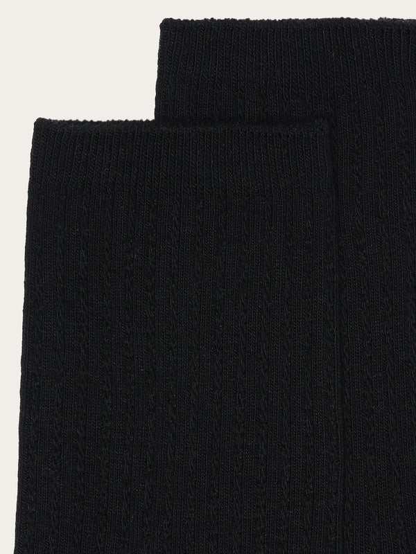 KnowledgeCotton Apparel - WMN 1-pack Cable structure socks - GOTS/Vegan Socks 1300 Black Jet