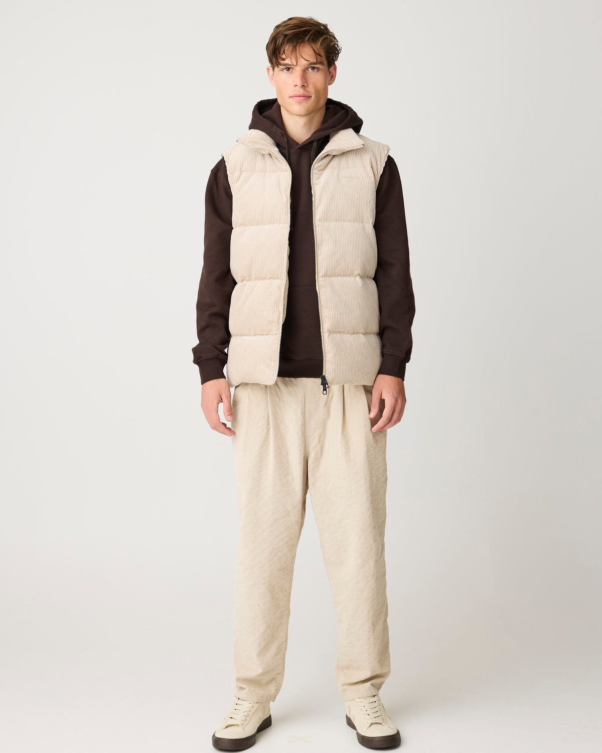 Corduroy puffer vest - Light feather gray