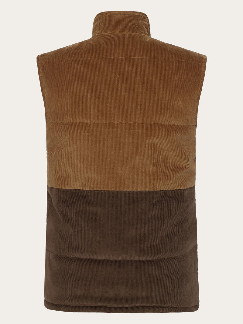 KnowledgeCotton Apparel - UNI 14-wales corduroy colorblock vest - GRS/Vegan Vests 1121 Dachshund