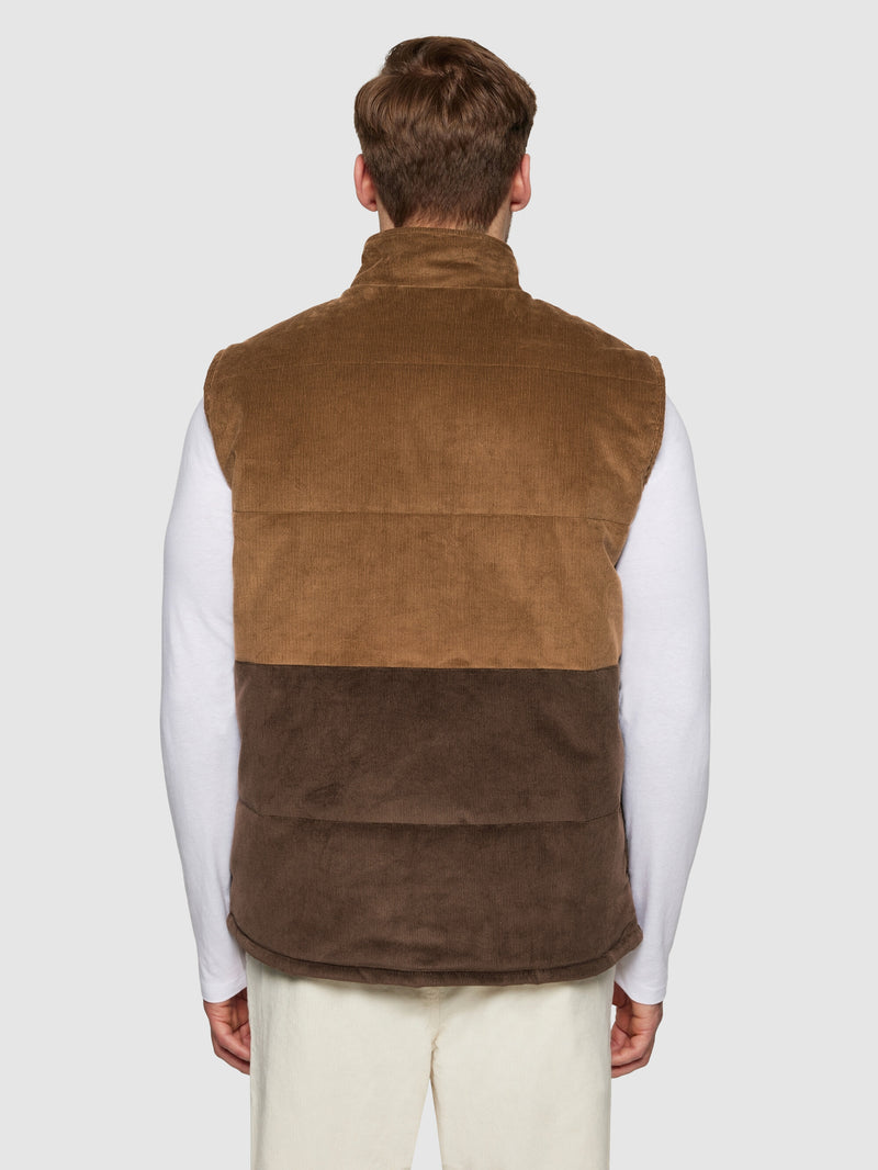 KnowledgeCotton Apparel - UNI 14-wales corduroy colorblock vest - GRS/Vegan Vests 1121 Dachshund