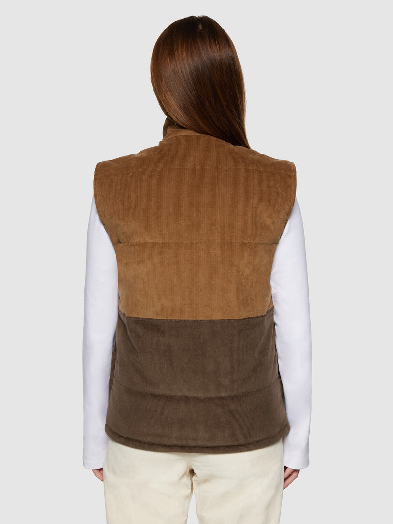 KnowledgeCotton Apparel - UNI 14-wales corduroy colorblock vest - GRS/Vegan Vests 1121 Dachshund