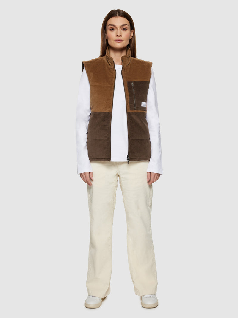 KnowledgeCotton Apparel - UNI 14-wales corduroy colorblock vest - GRS/Vegan Vests 1121 Dachshund