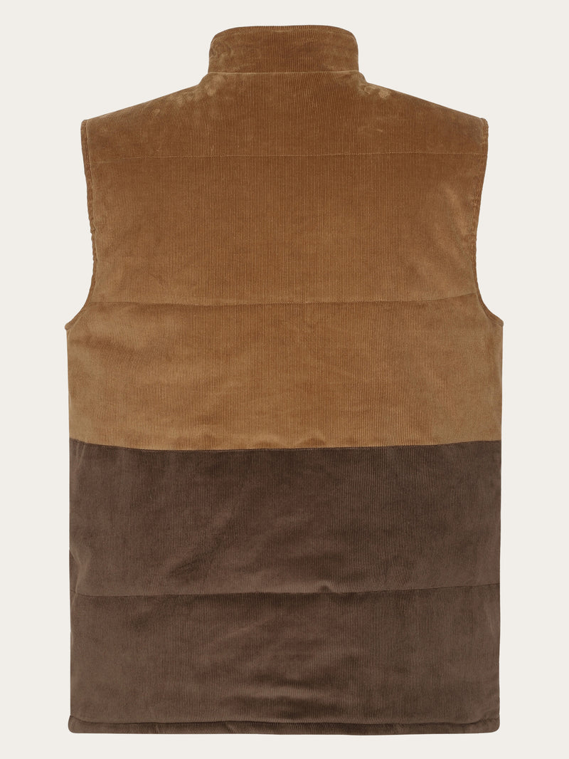 KnowledgeCotton Apparel - UNI 14-wales corduroy colorblock vest - GRS/Vegan Vests 1121 Dachshund