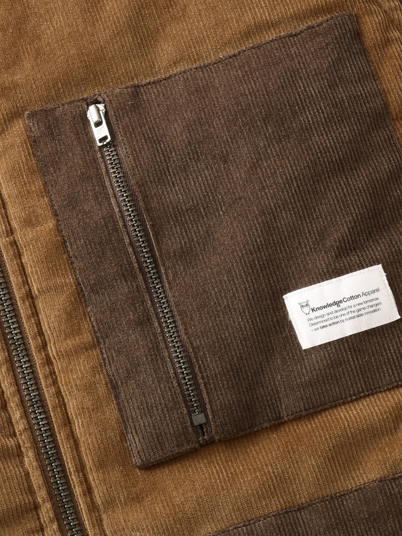 KnowledgeCotton Apparel - UNI 14-wales corduroy colorblock vest - GRS/Vegan Vests 1121 Dachshund