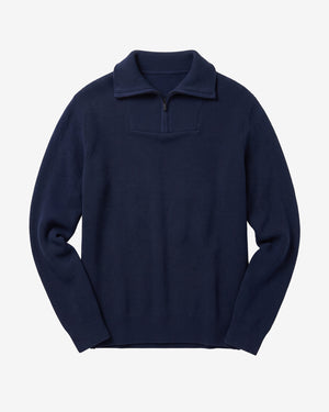 KnowledgeCotton Apparel - MEN 1/2 neck zip merino wool rib knit Knits 1001 Total Eclipse