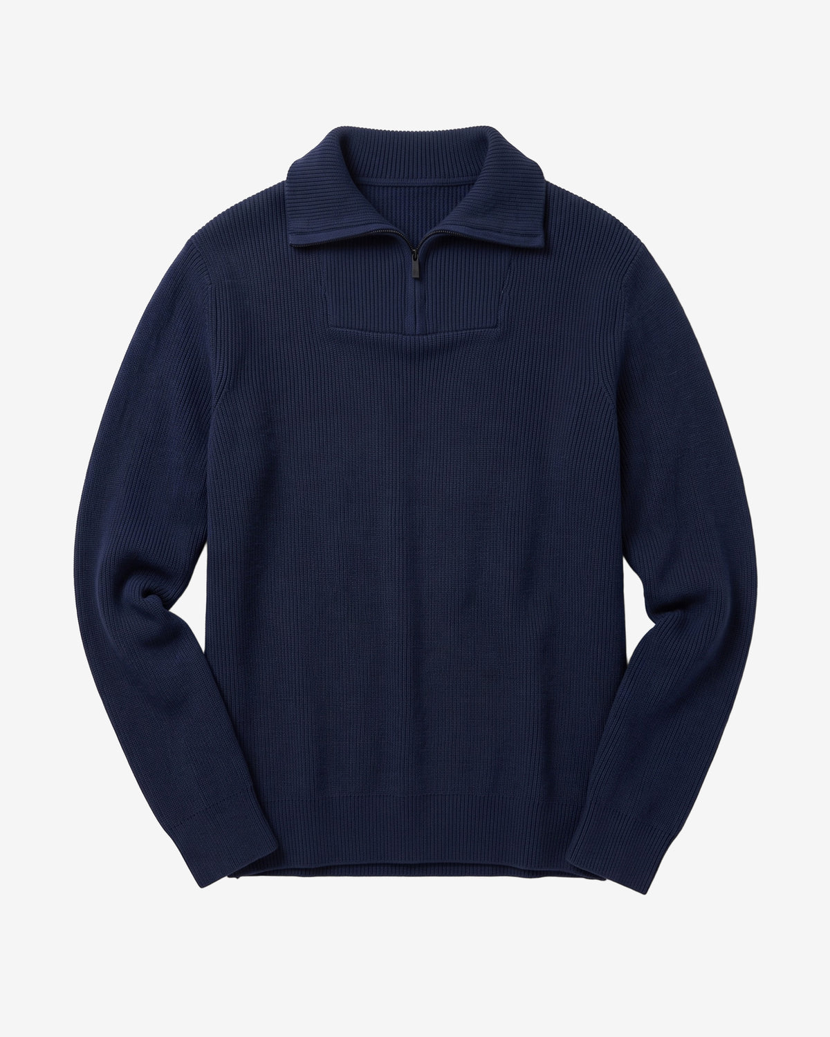 KnowledgeCotton Apparel - MEN 1/2 neck zip merino wool rib knit Knits 1001 Total Eclipse