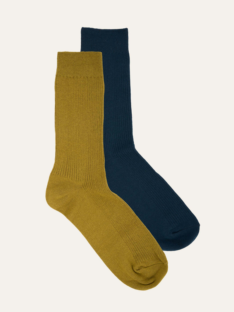 KnowledgeCotton Apparel - UNI 2-pack classic sock Socks 1363 Green Moss