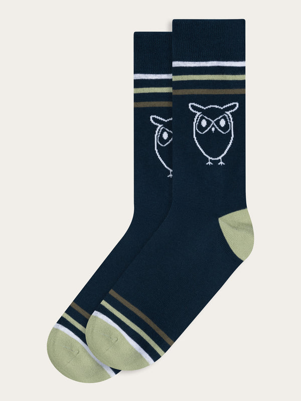 KnowledgeCotton Apparel - MEN 2-pack owl socks Socks 1001 Total Eclipse