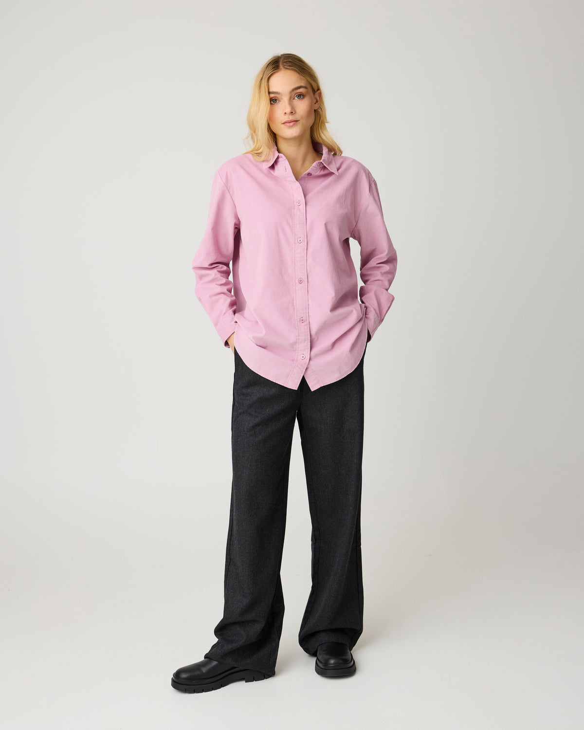 Posey wide wool pants - Dark Grey Melange