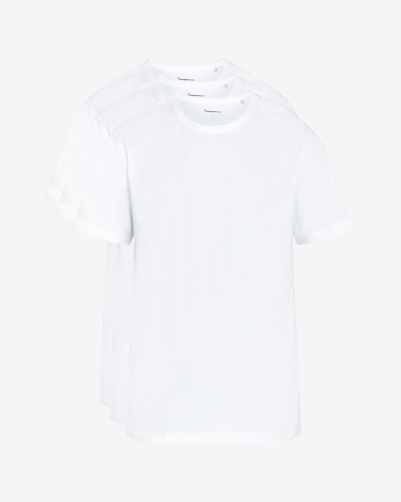 KnowledgeCotton Apparel - MEN 3-pack t-shirt T-shirts 1010 Bright White