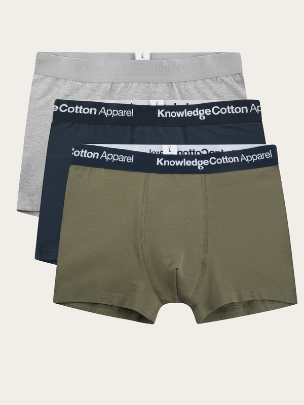 KnowledgeCotton Apparel - MEN 3-pack underwear Underwears 1100 Dark Olive