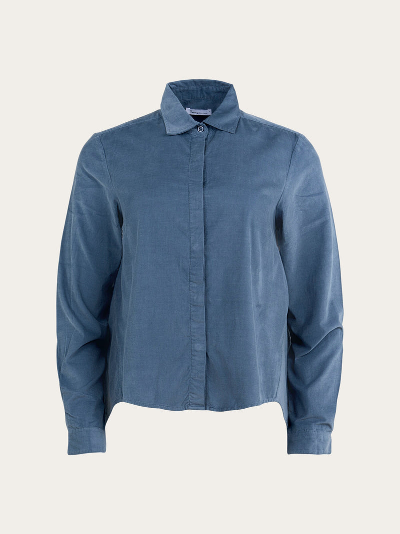 KnowledgeCotton Apparel - WMN A-shape Corduroy shirt Shirts 1361 China Blue