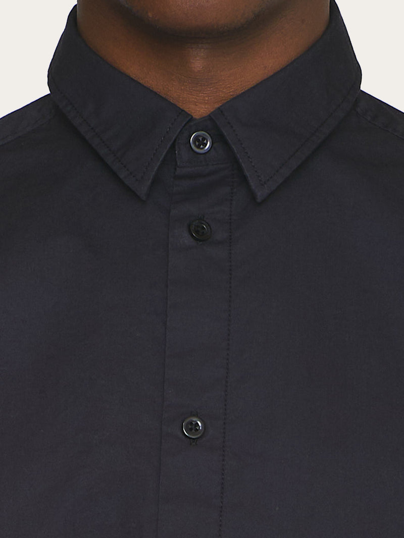 KnowledgeCotton Apparel - MEN ALF regular crispy cotton shirt - GOTS/Vegan Shirts 1300 Black Jet
