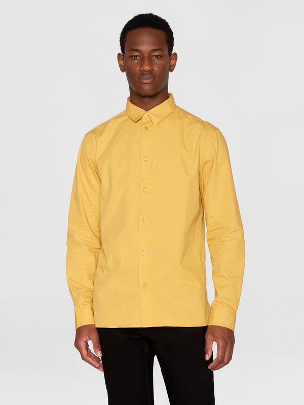 KnowledgeCotton Apparel - MEN ALF regular crispy cotton shirt - GOTS/Vegan Shirts 1475 Olivenite