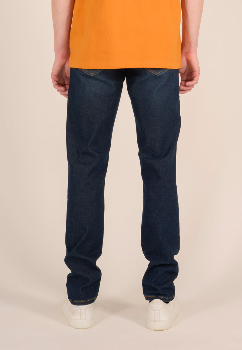 KnowledgeCotton Apparel - MEN ASH tapered slim denim jeans deep blue Denims 3048	Deep blue