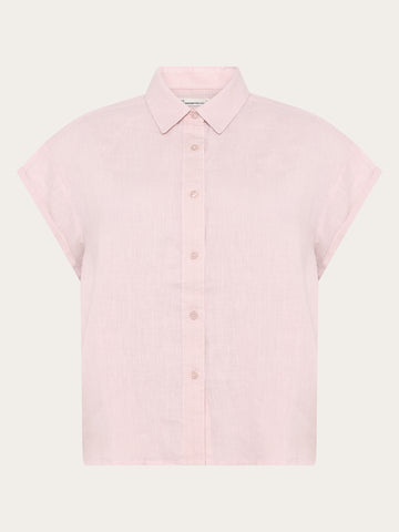 KnowledgeCotton Apparel - WMN ASTER fold up short sleeve linen shirt Shirts 1494 Pale Lilac