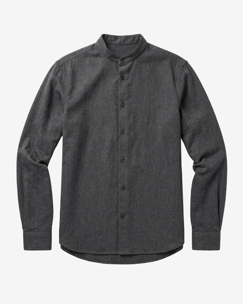 KnowledgeCotton Apparel - MEN Arch regular flannel shirt Shirts 1073 Dark Grey Melange