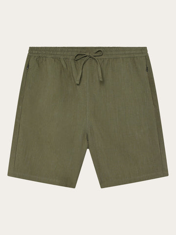 KnowledgeCotton Apparel - MEN Astral comfort linen blend shorts Shorts 1068 Burned Olive
