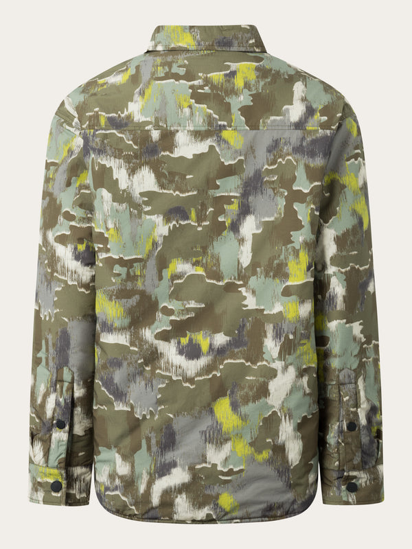 KnowledgeCotton Apparel - MEN BIONIC RIPSTOP™ printed quilted reversable overshirt Overshirts 9923 Green AOP