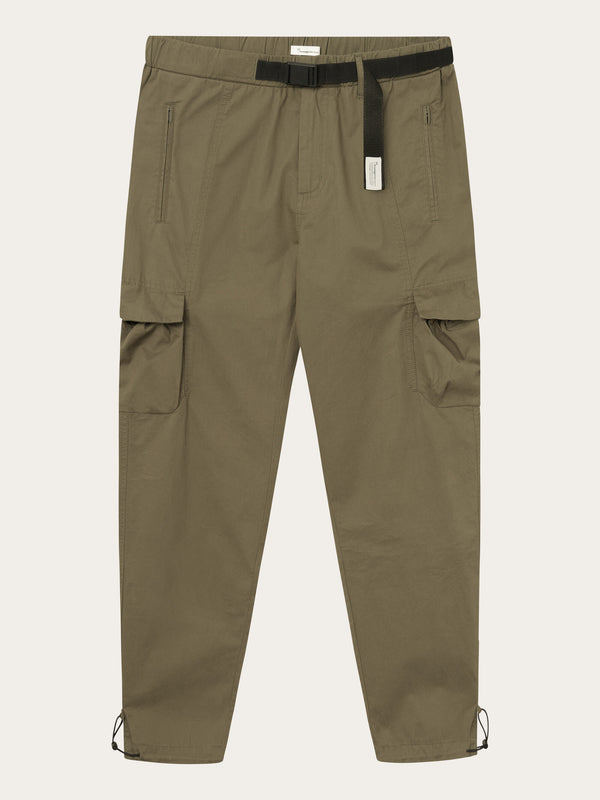 KnowledgeCotton Apparel - MEN BIRCH hybrid twill belt cargo pants Pants 1100 Dark Olive