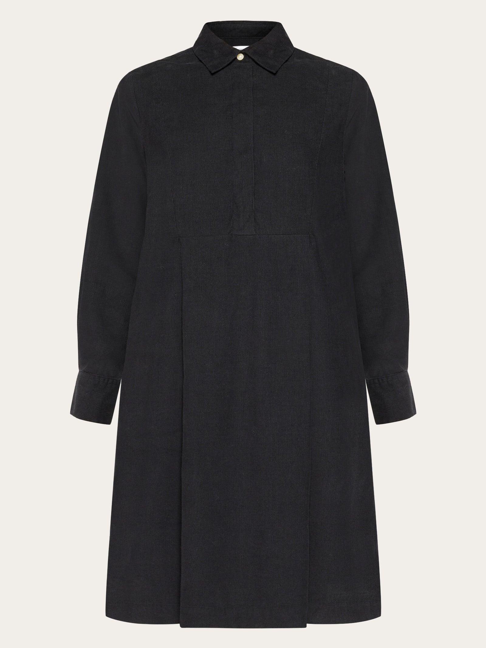 Baby corduroy mid length shirt dress GOTS Vegan Black Jet