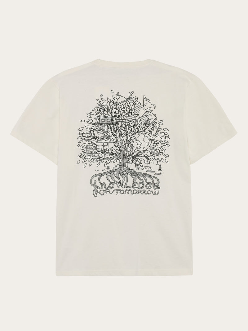KnowledgeCotton Apparel - MEN Back print t-shirt T-shirts 1387 Egret