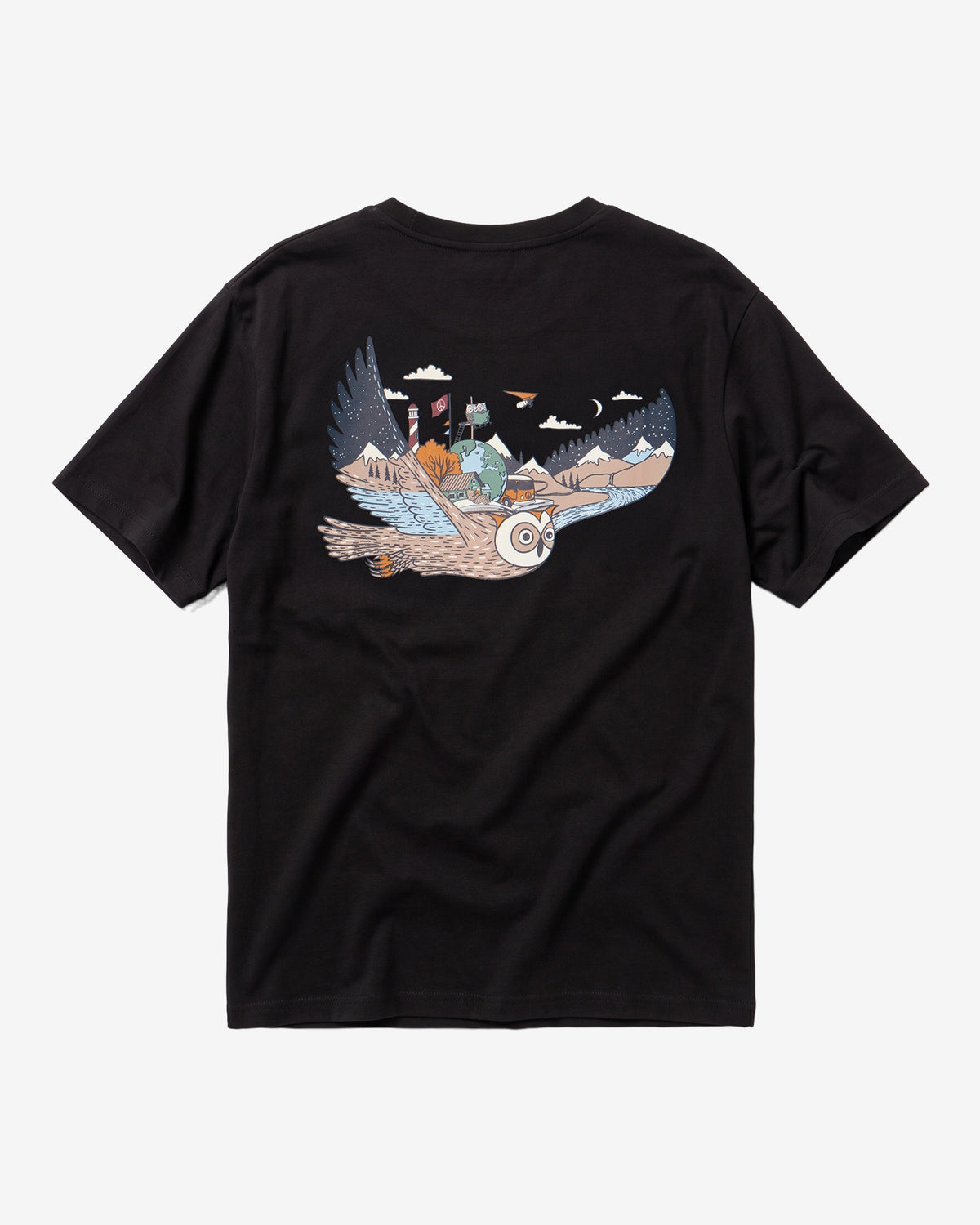 KnowledgeCotton Apparel - MEN Back print t-shirt T-shirts 1300 Black Jet