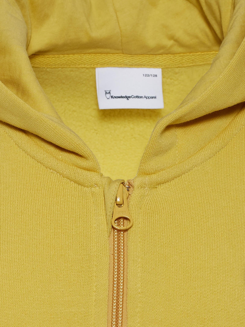 KnowledgeCotton Apparel - YOUNG Badge zip hood sweat Sweats 1429 Misted Yellow