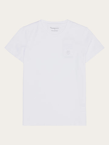 KnowledgeCotton Apparel - WMN Basic badge tee - Regenerative Organic Certified™ - GOTS/Vegan T-shirts 1010 Bright White