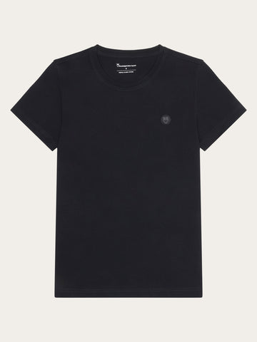 KnowledgeCotton Apparel - WMN Basic badge tee - Regenerative Organic Certified™ - GOTS/Vegan T-shirts 1300 Black Jet