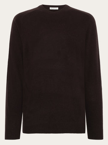 KnowledgeCotton Apparel - MEN Basic o-neck knit Knits 1487 Chocolate Torte