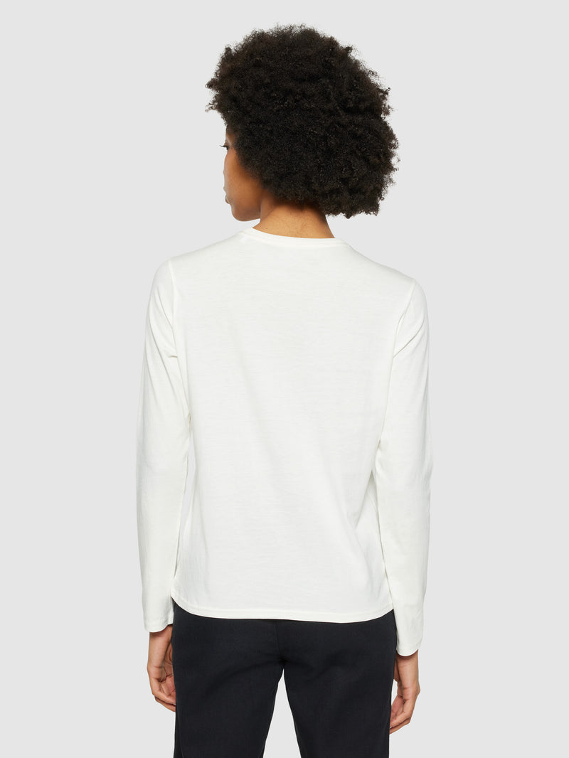KnowledgeCotton Apparel - WMN Basic pima cotton long sleeve t-shirt - GOTS/Vegan Long Sleeves 1387 Egret