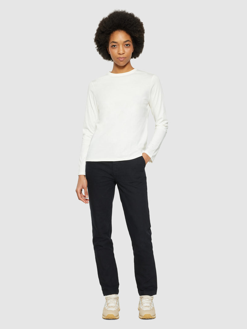 KnowledgeCotton Apparel - WMN Basic pima cotton long sleeve t-shirt - GOTS/Vegan Long Sleeves 1387 Egret