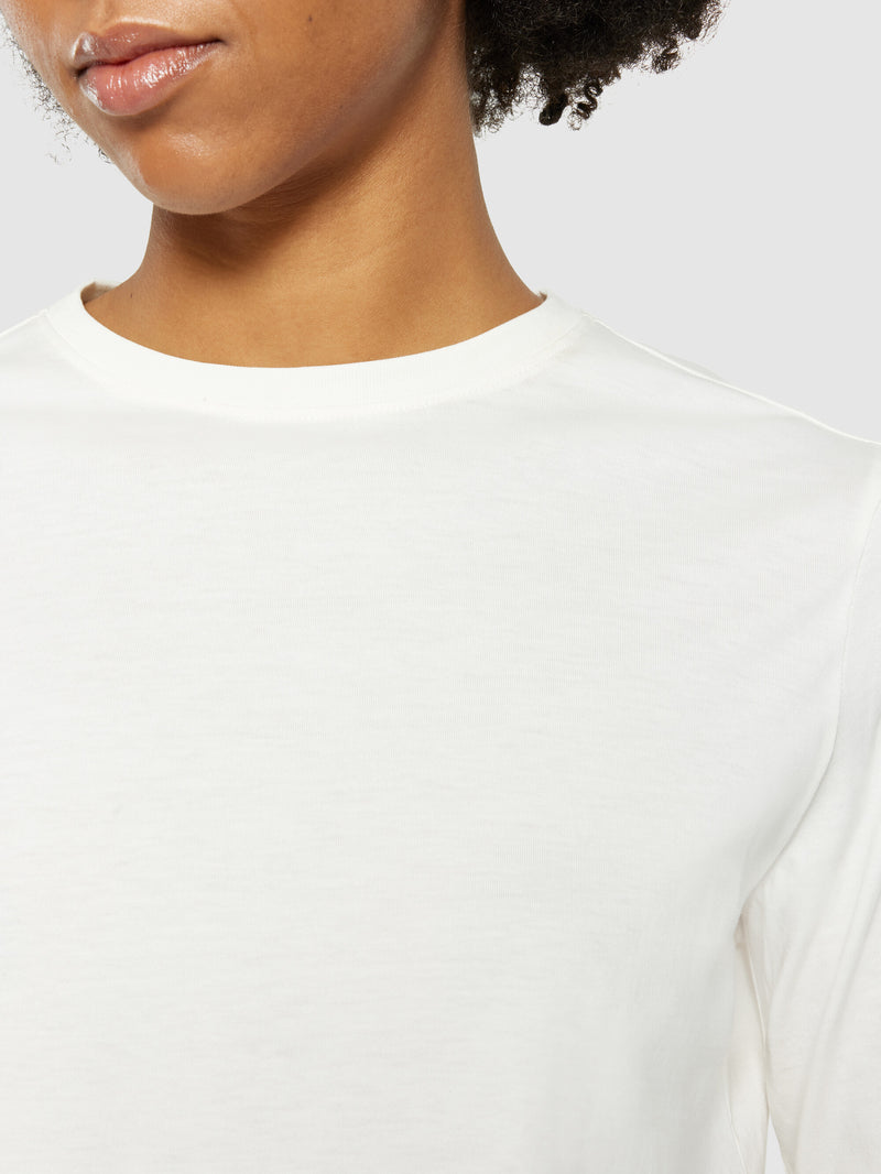 KnowledgeCotton Apparel - WMN Basic pima cotton long sleeve t-shirt - GOTS/Vegan Long Sleeves 1387 Egret