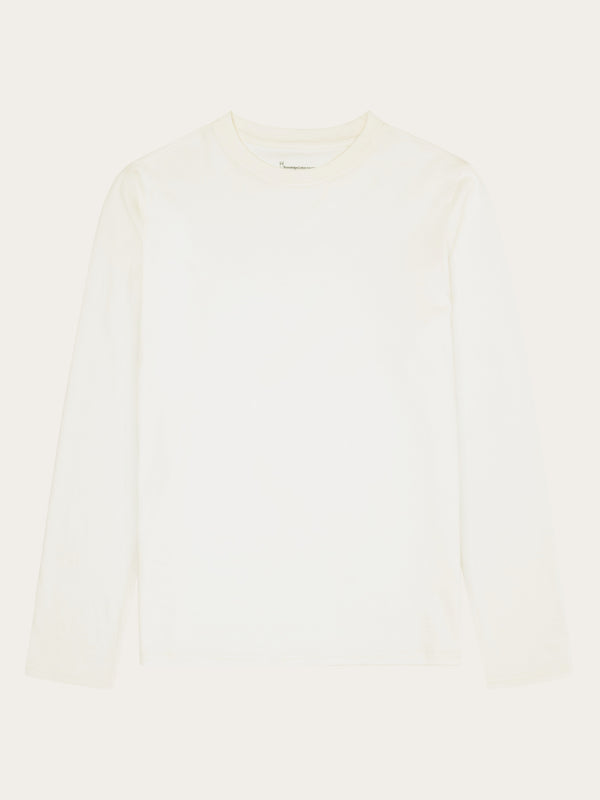KnowledgeCotton Apparel - WMN Basic pima cotton long sleeve t-shirt - GOTS/Vegan Long Sleeves 1387 Egret