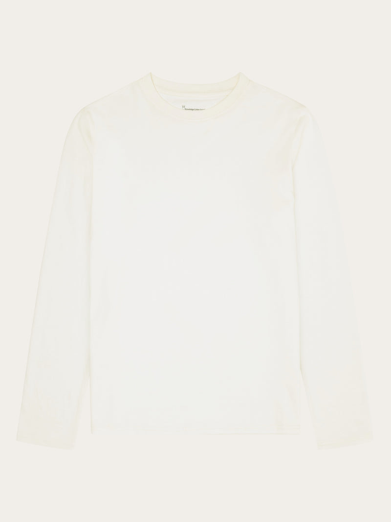 KnowledgeCotton Apparel - WMN Basic pima cotton long sleeve t-shirt - GOTS/Vegan Long Sleeves 1387 Egret