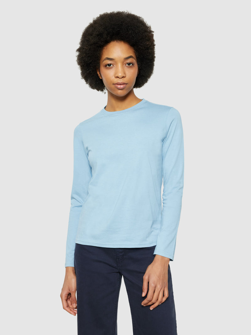 KnowledgeCotton Apparel - WMN Basic pima cotton long sleeve t-shirt - GOTS/Vegan Long Sleeves 1463 Glacier Lake