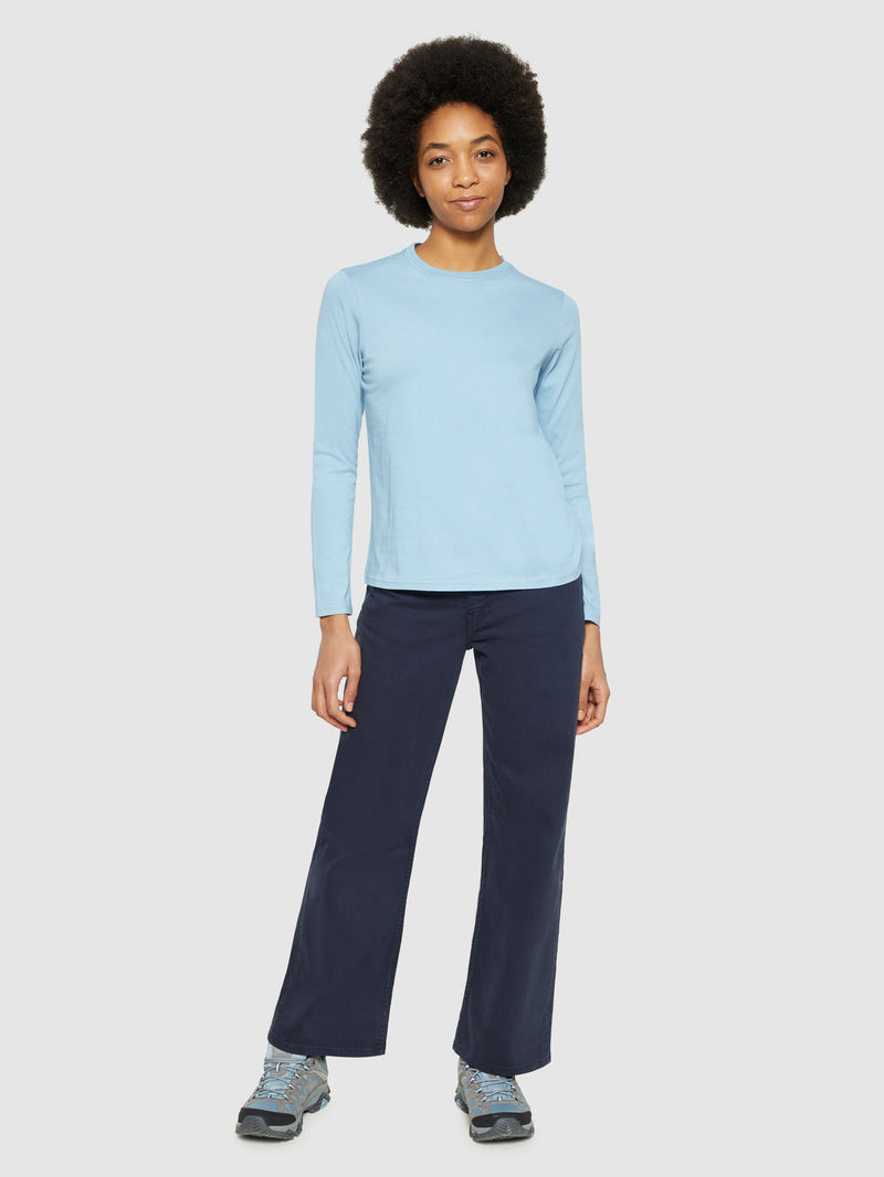 KnowledgeCotton Apparel - WMN Basic pima cotton long sleeve t-shirt - GOTS/Vegan Long Sleeves 1463 Glacier Lake