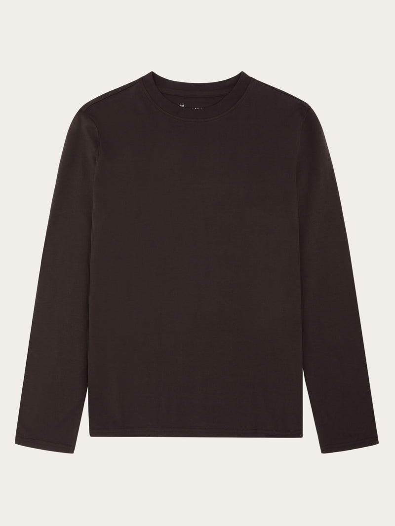 KnowledgeCotton Apparel - WMN Basic pima cotton long sleeve t-shirt - GOTS/Vegan Long Sleeves 1487 Chocolate Torte