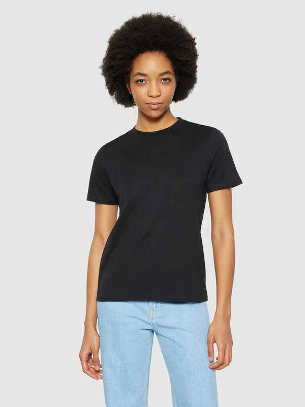 KnowledgeCotton Apparel - WMN Basic pima cotton t-shirt - GOTS/Vegan T-shirts 1300 Black Jet