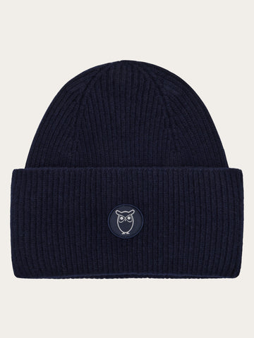 KnowledgeCotton Apparel - UNI Big rib beanie Hats 1001 Total Eclipse