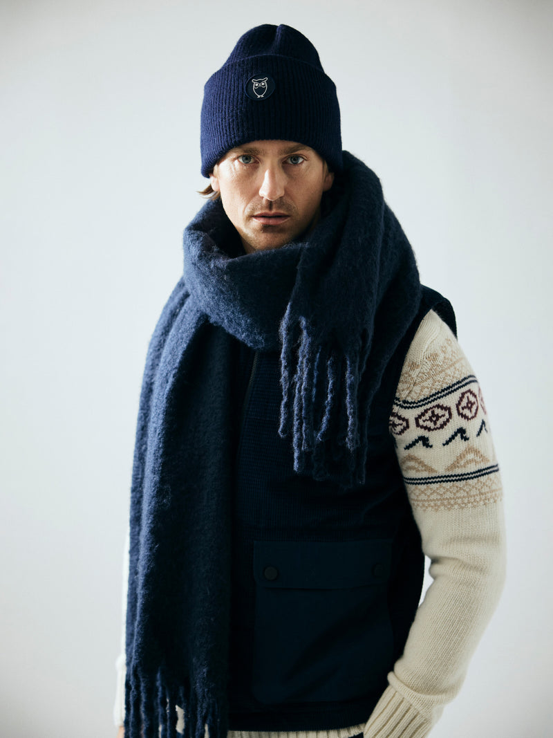 KnowledgeCotton Apparel - UNI Big rib beanie Hats 1001 Total Eclipse