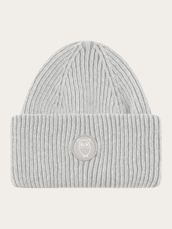 KnowledgeCotton Apparel - UNI Big rib beanie Hats 1012 Grey Melange