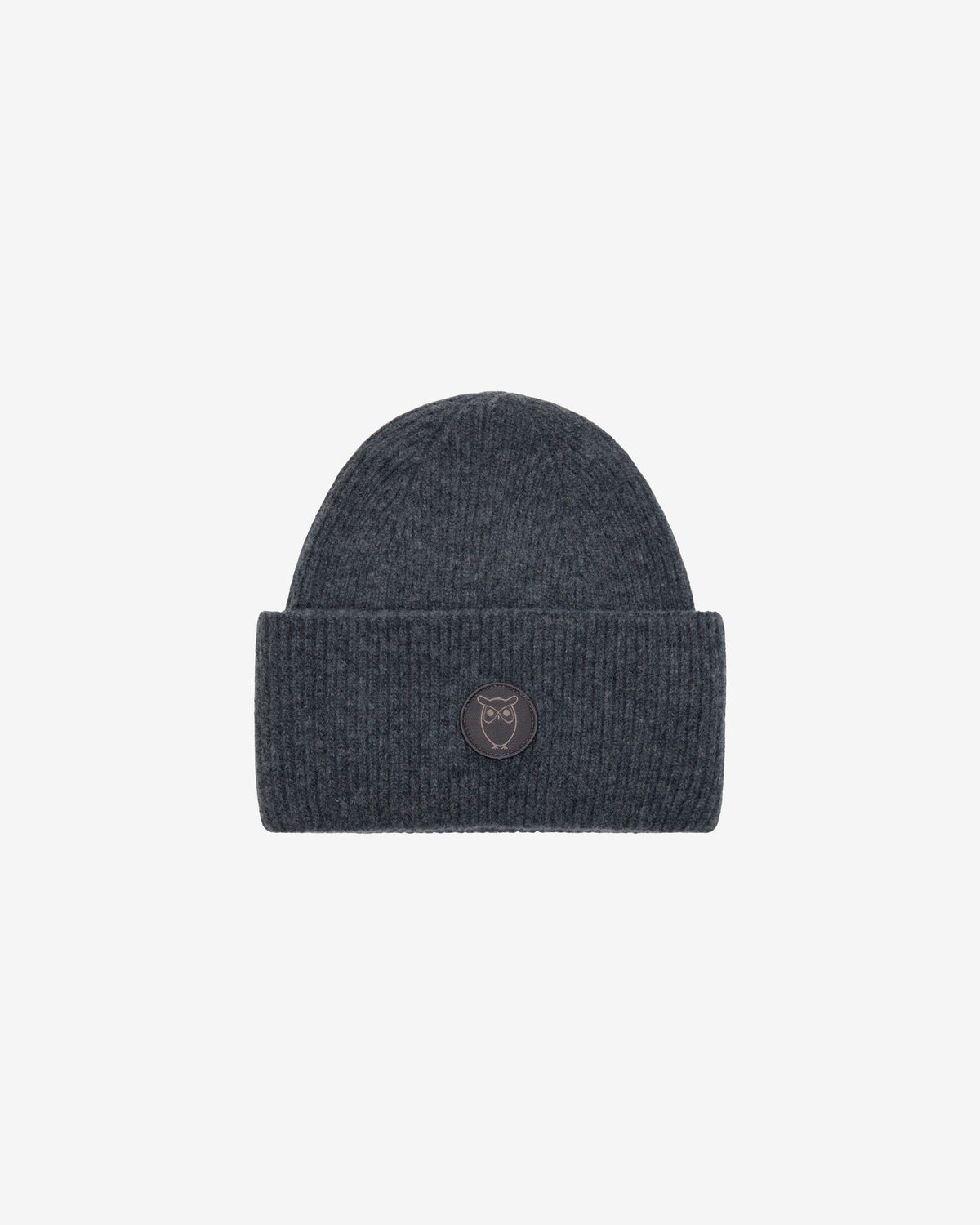 KnowledgeCotton Apparel - UNI Big rib beanie Hats 1073 Dark Grey Melange