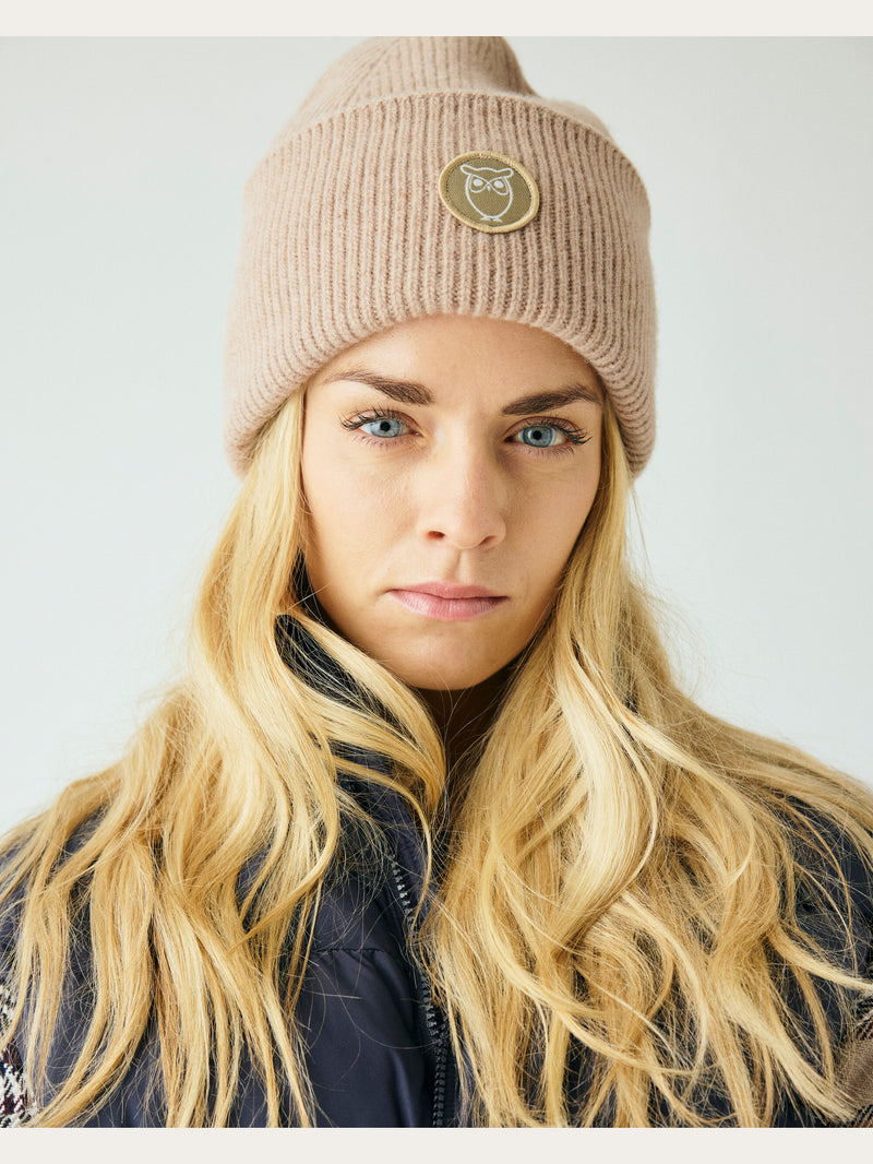 KnowledgeCotton Apparel - UNI Big rib beanie Hats 1336 Kelp melange