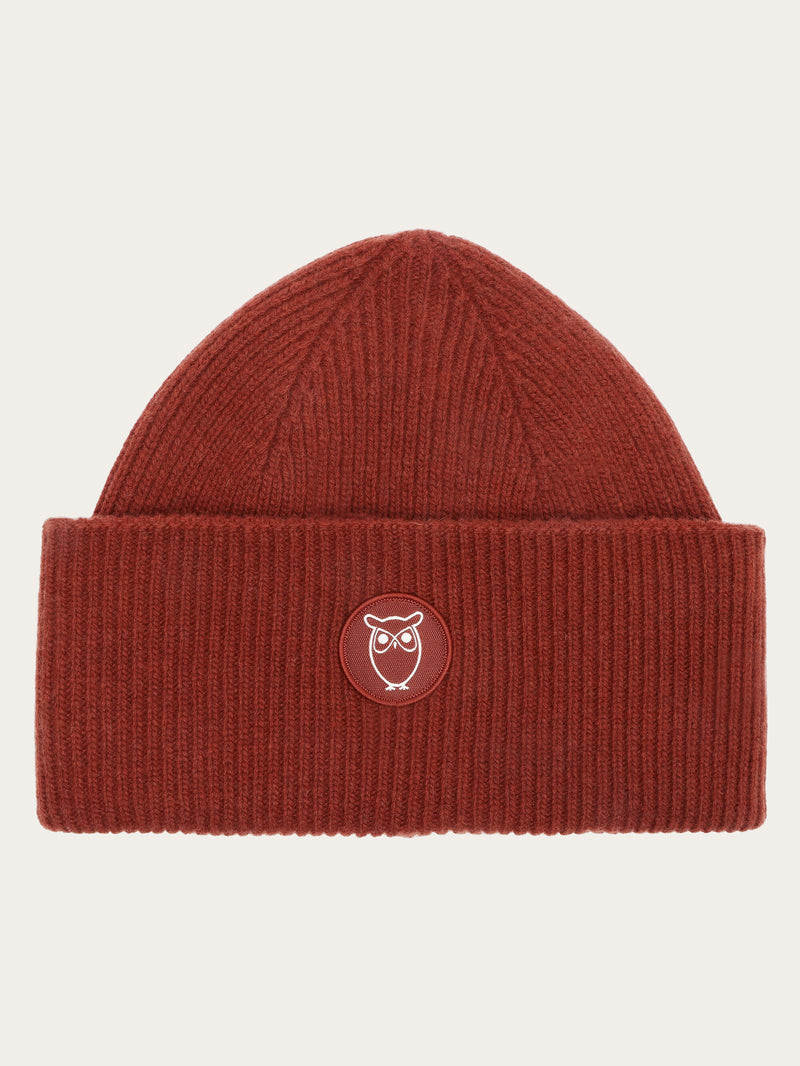 KnowledgeCotton Apparel - UNI Big rib beanie Hats 1478 Fired Brick