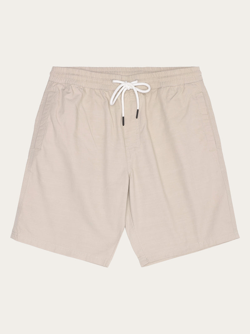 KnowledgeCotton Apparel - MEN Boardwalk slub shorts with elastic waist - GOTS/Vegan Shorts 1228 Light feather gray