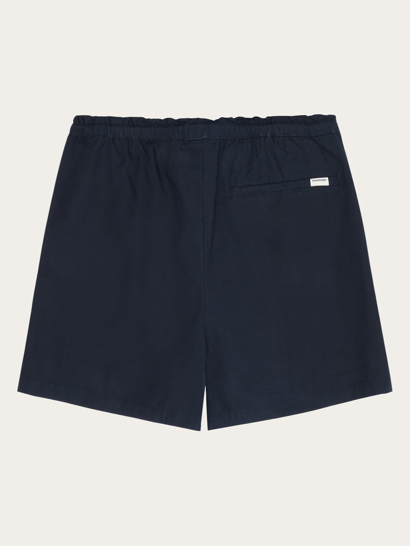 KnowledgeCotton Apparel - WMN Boardwalk slub shorts with elastic waist - GOTS/Vegan Shorts 1001 Total Eclipse