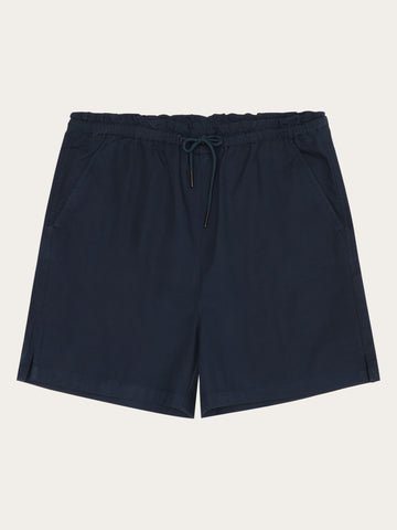 KnowledgeCotton Apparel - WMN Boardwalk slub shorts with elastic waist - GOTS/Vegan Shorts 1001 Total Eclipse